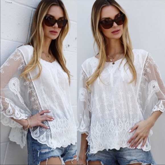 💃🏻Grace Boho Embroidery Poncho Top - Picture 3 of 8